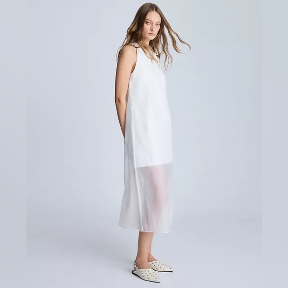 Kenneth Cole Women's Sheer-Overlay White Midi Dress - Picture 3 of 10